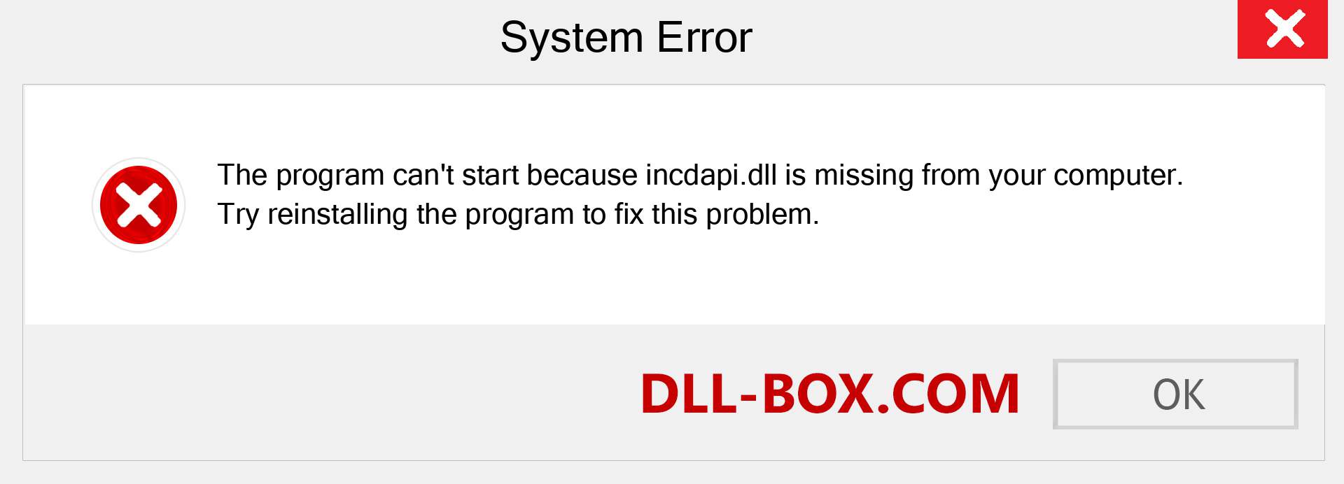  incdapi.dll file is missing?. Download for Windows 7, 8, 10 - Fix  incdapi dll Missing Error on Windows, photos, images